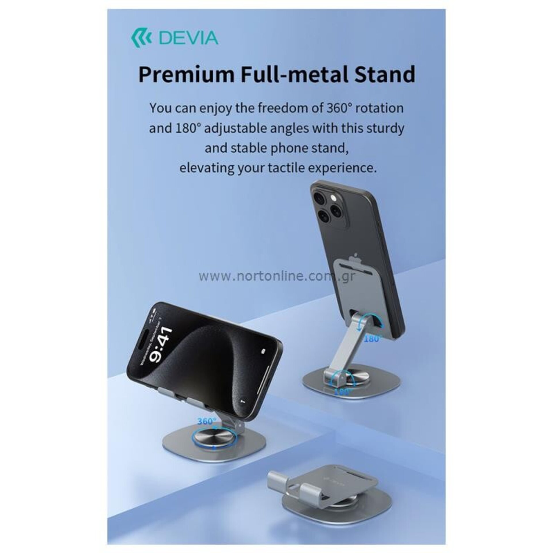 Stand de rotación 360  de metal Gris para Smart phone - 4