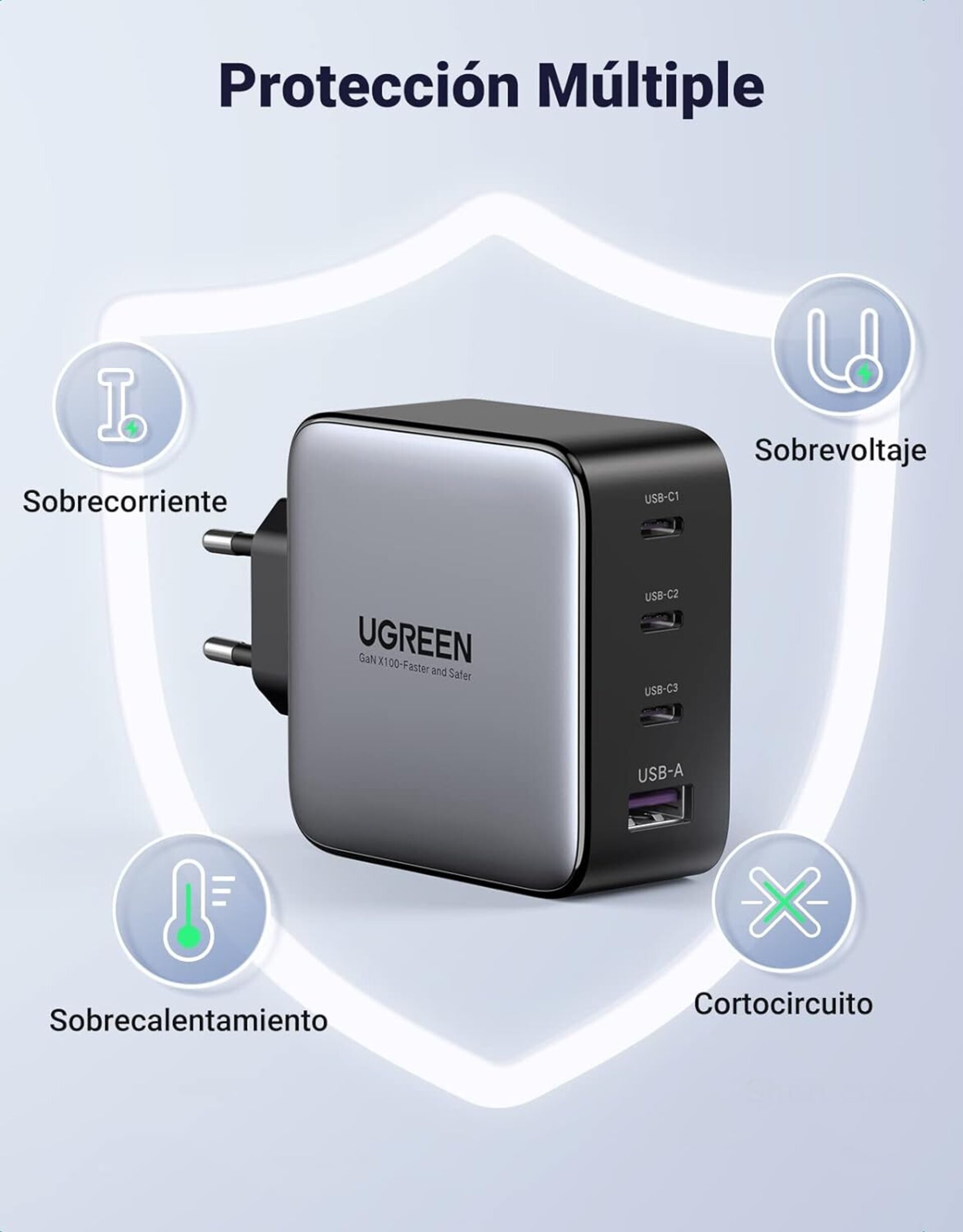 UGREEN Nexode 100W Cargador Multiple con 4 Puertos PPS Carga Rápida - 4