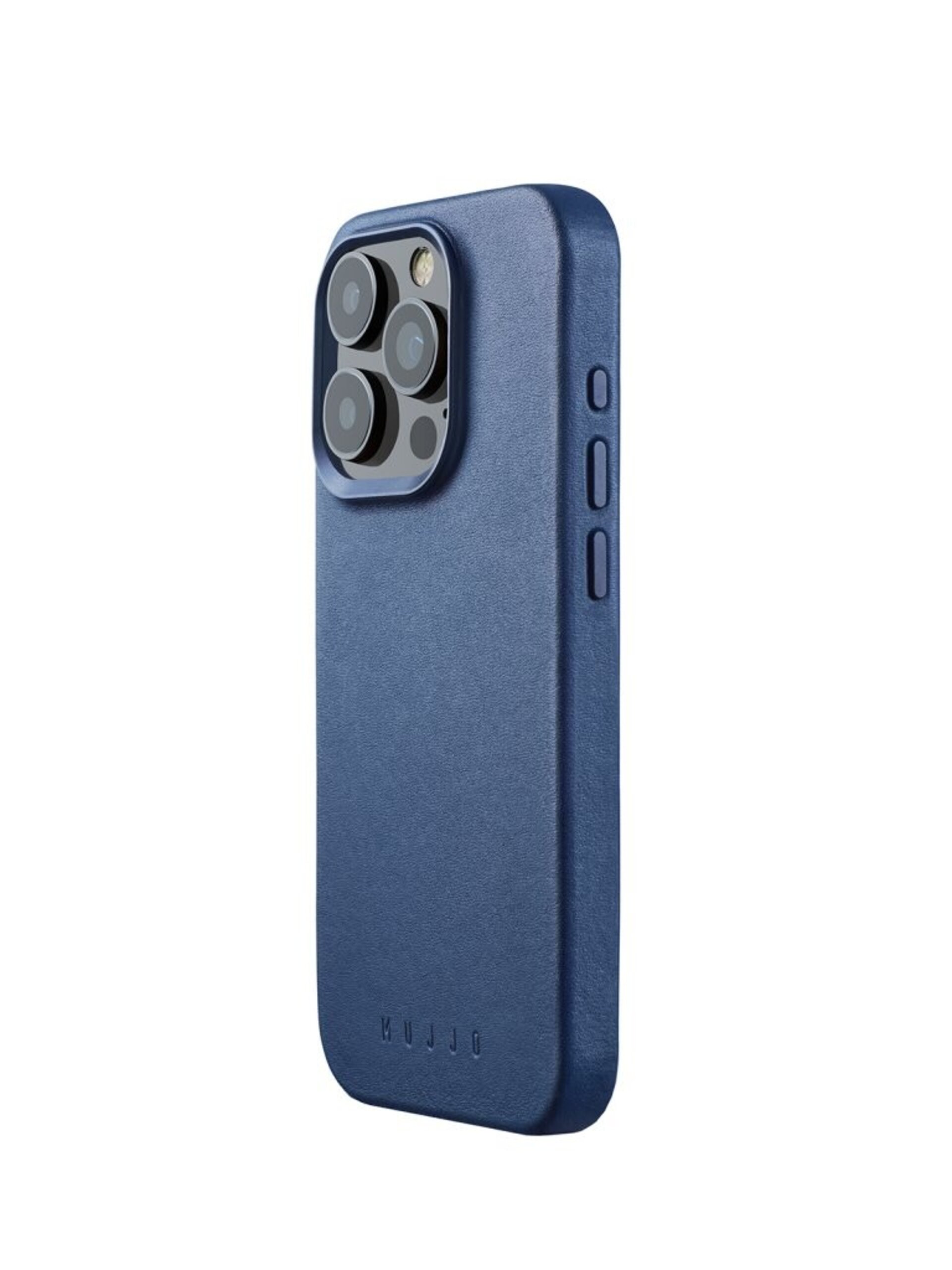 Funda de Piel con Magsafe lisa para Iphone 15 Pro Azul  Mujjo - 4