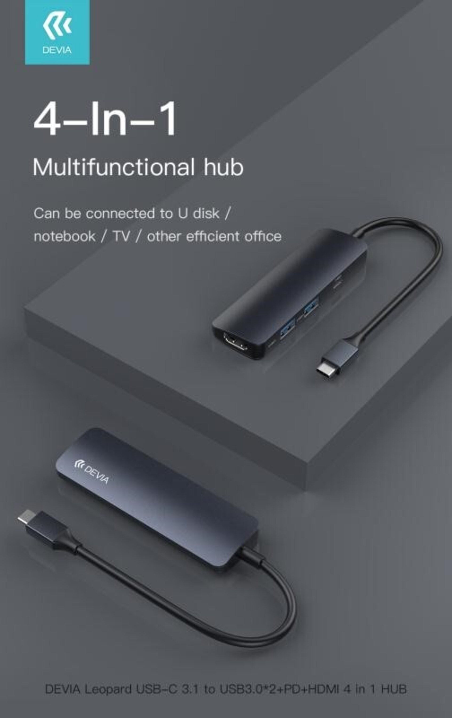 Hub USB-C 3.1 a USB3.0+USB2.0+PD+HDMI - 4