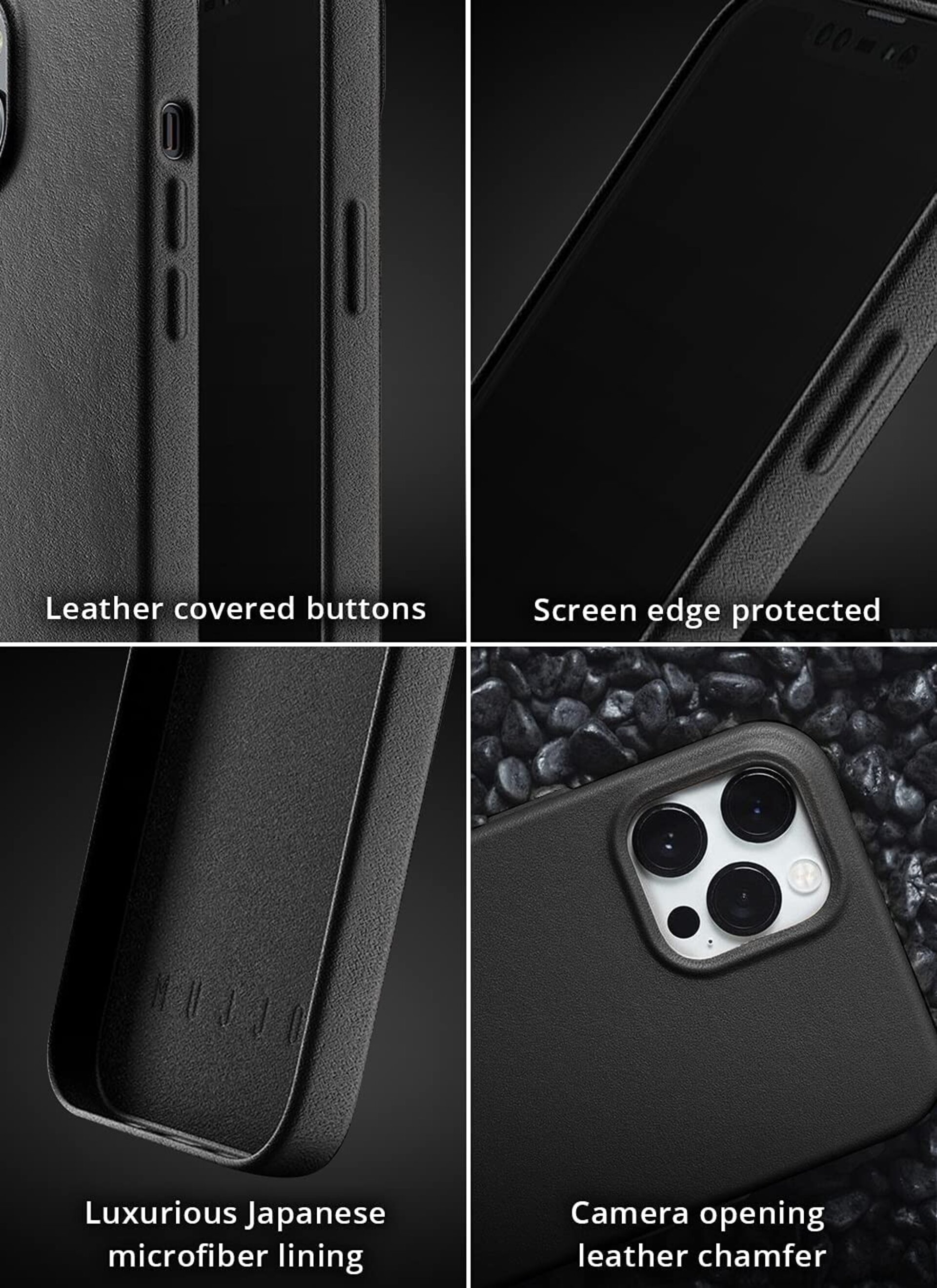 Funda de Piel lisa para Iphone 12 Mini Negra  Mujjo - 2