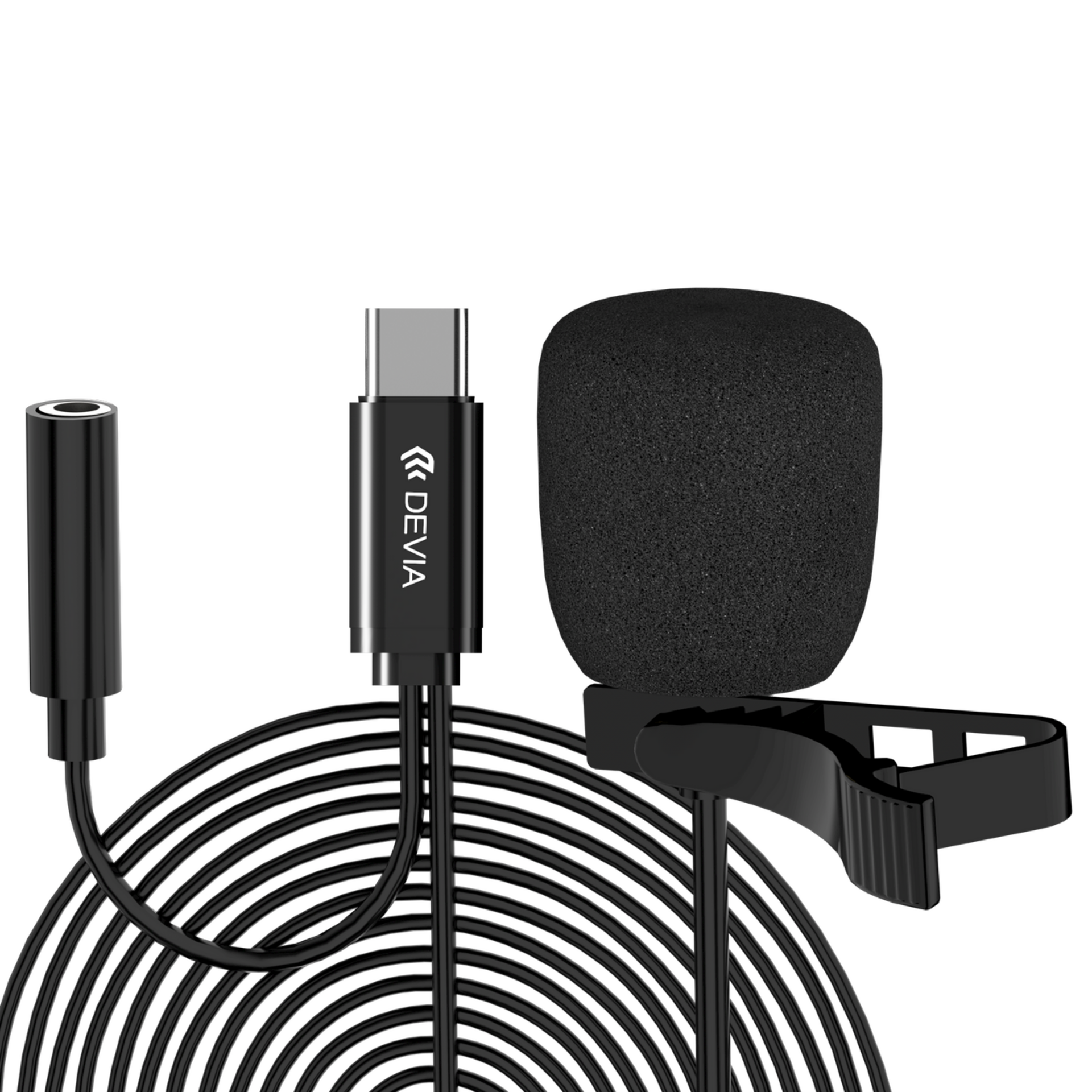 Micrófono de solapa TPV y aluminio de 1,5m con conexión USB-C - 1