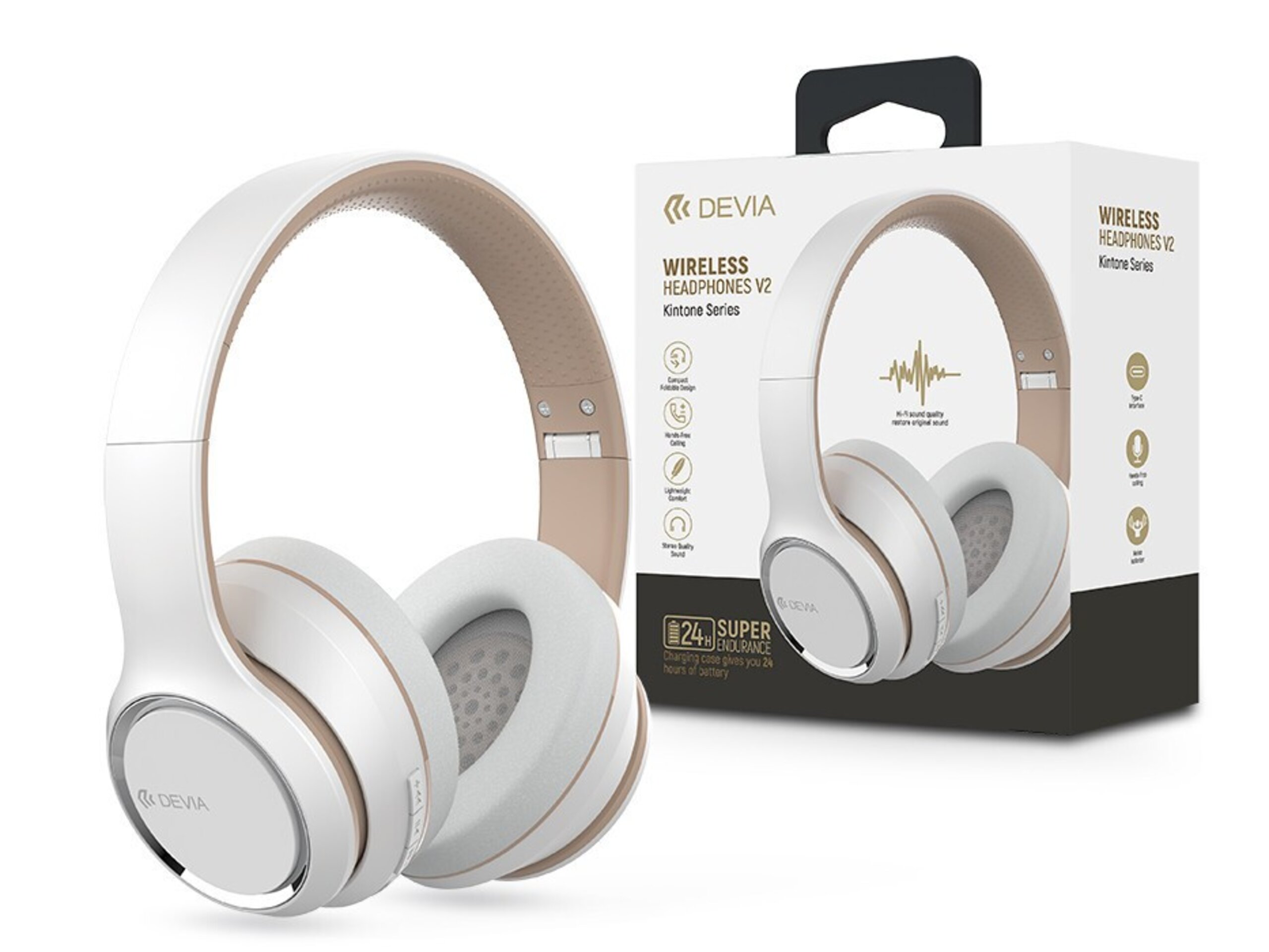 Auriculares Blancos de diadema inalámbricos  con 24 horas de autonomia - 1