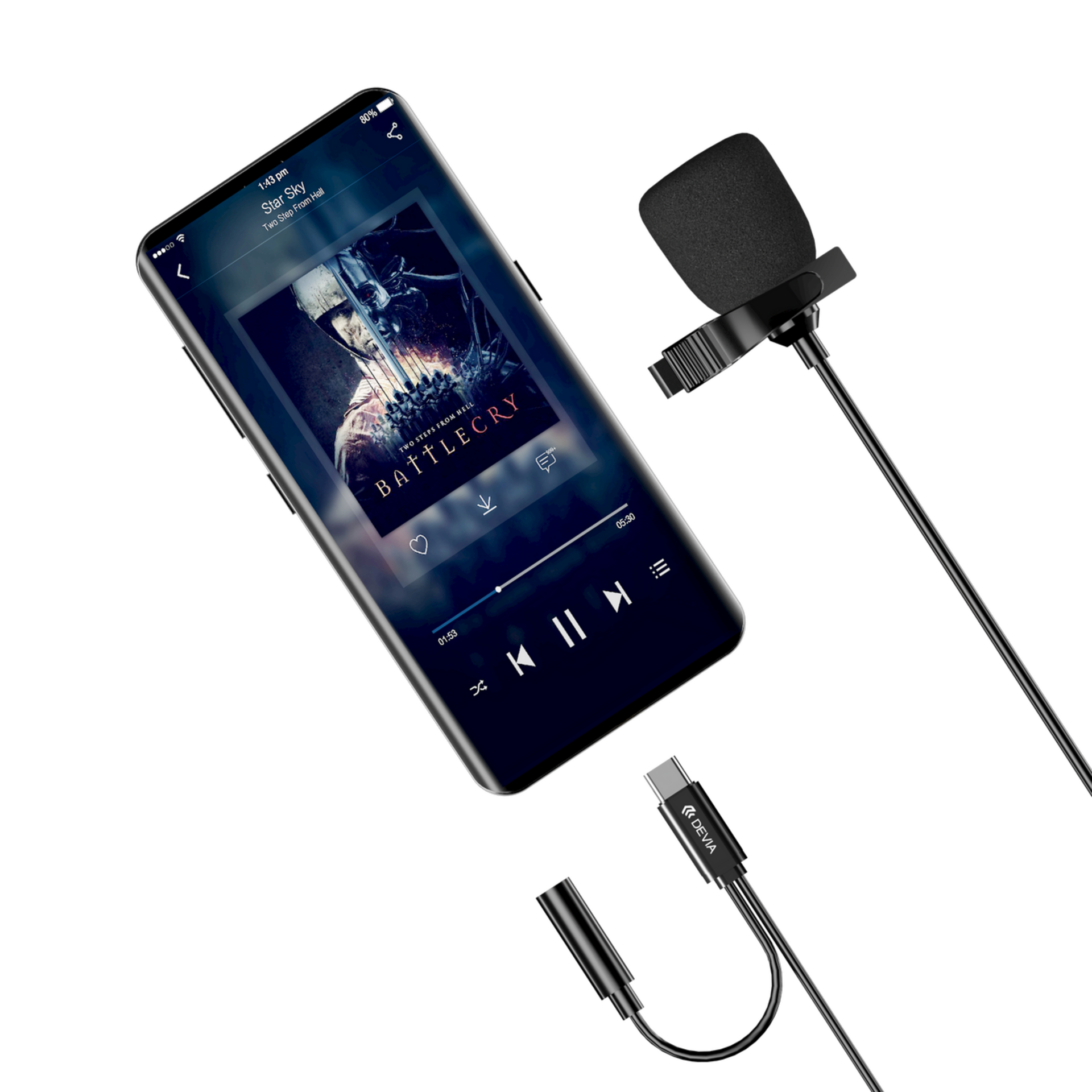 Micrófono de solapa TPV y aluminio de 1,5m con conexión USB-C - 2
