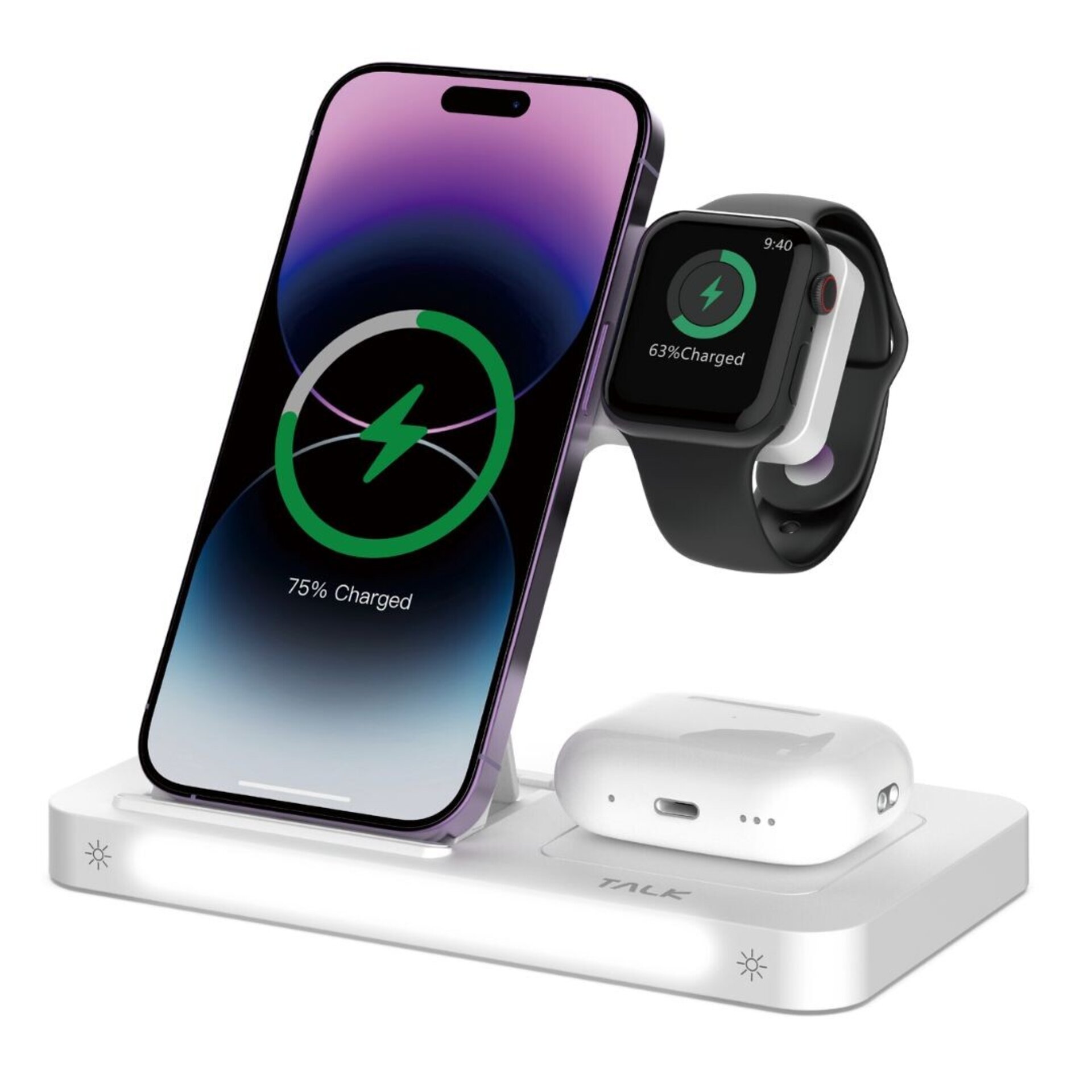 Cargador Qi 3 en 1 (15W)  Iphone, Watch y Airpods - 1