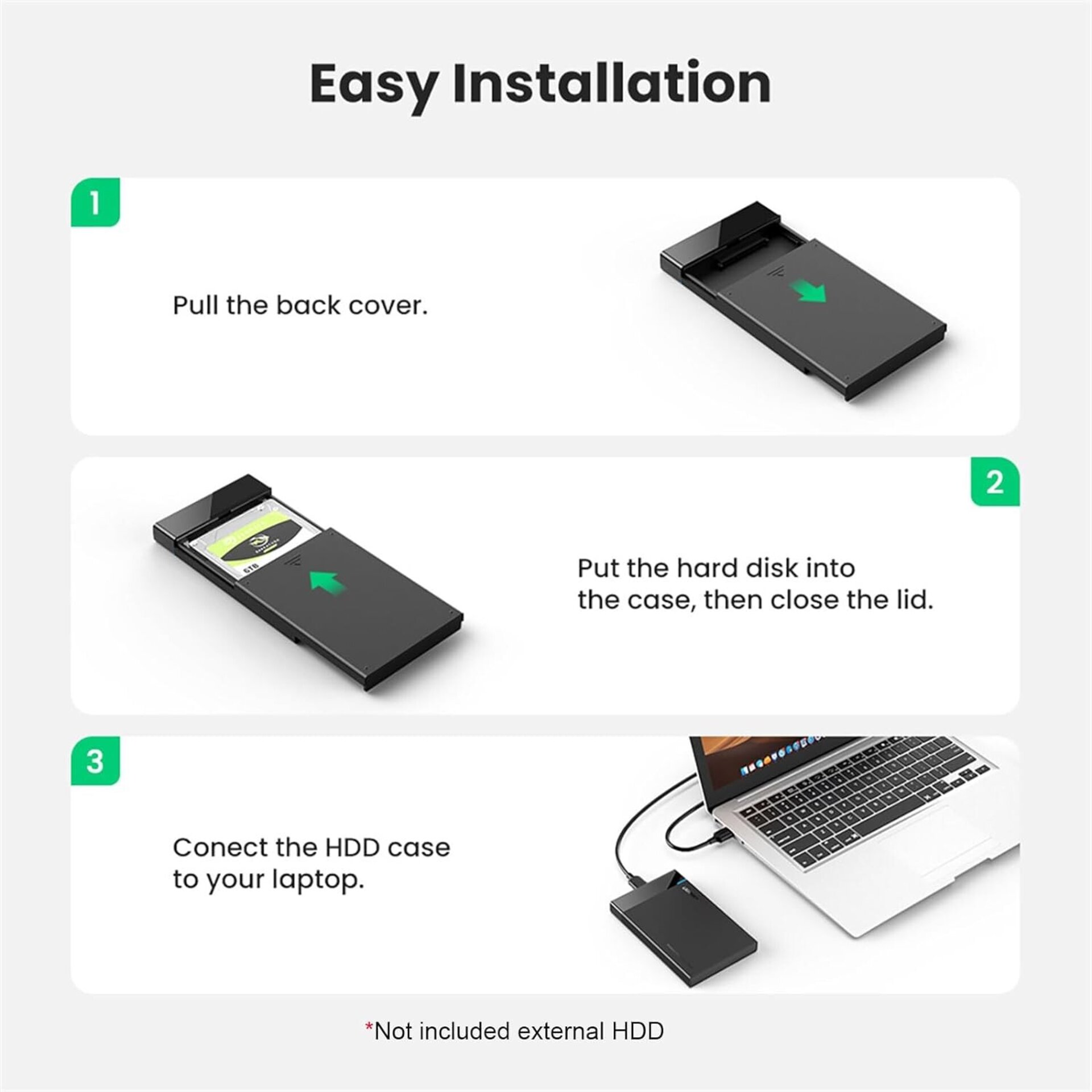 UGREEN Carcasa Disco Duro 2.5" USB 3.0 con UASP  HDD SSD SATA - 4