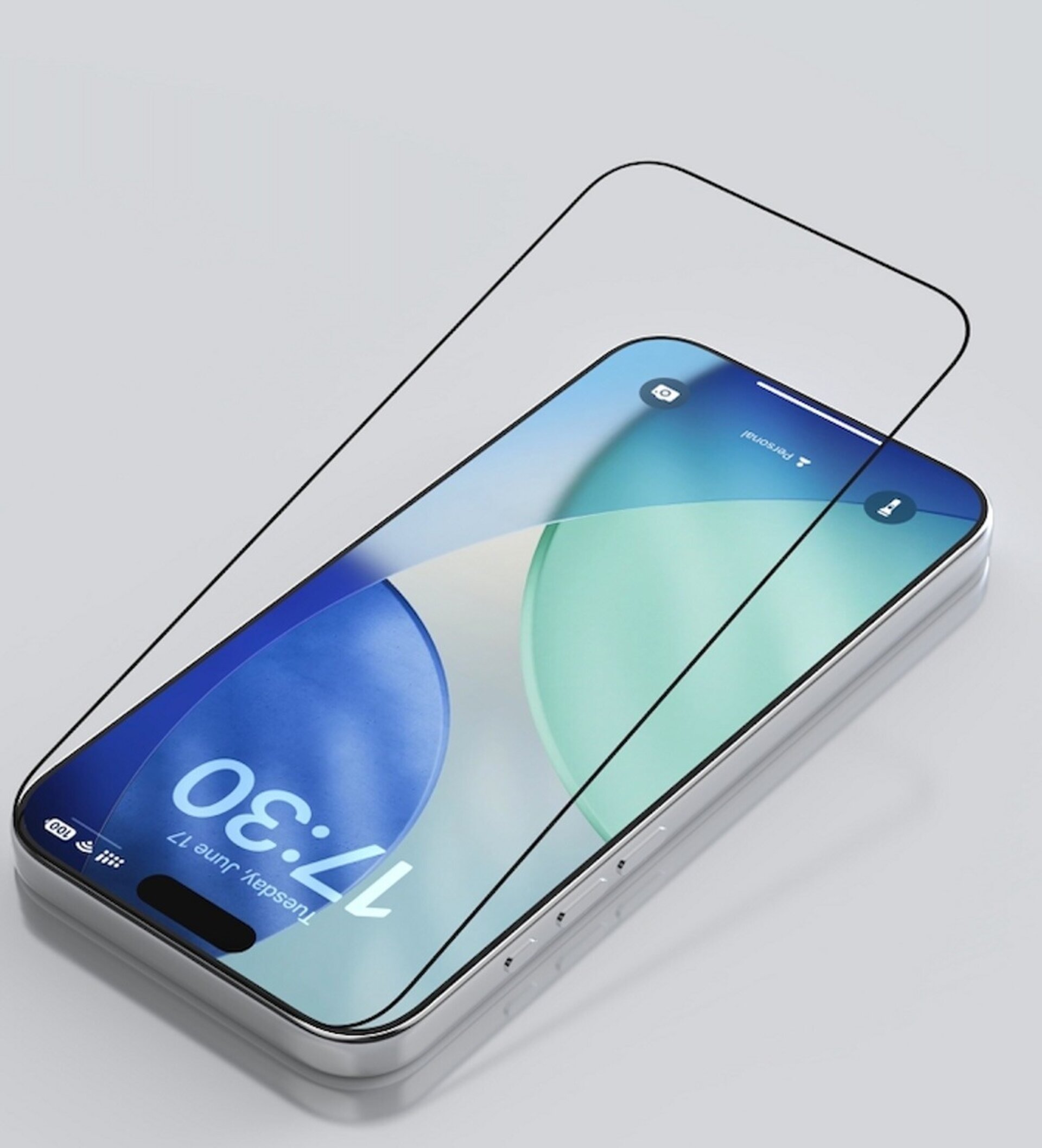 Cristal de protección pantalla completa con borde negro para iPhone 17 - 14