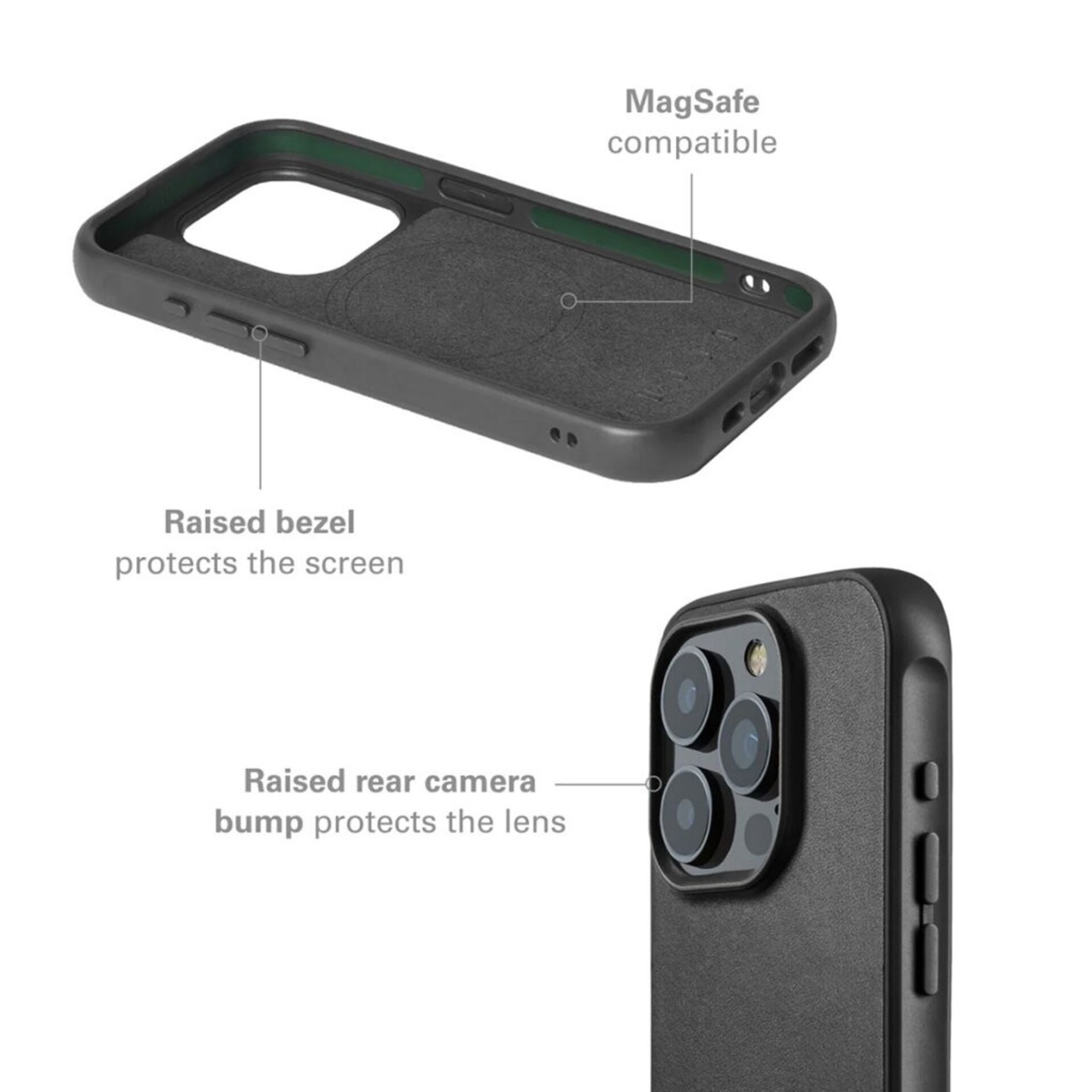 Funda de piel para Iphone 15 Pro Impact Negra con Magsafe y protección 5M Mujjo - 4