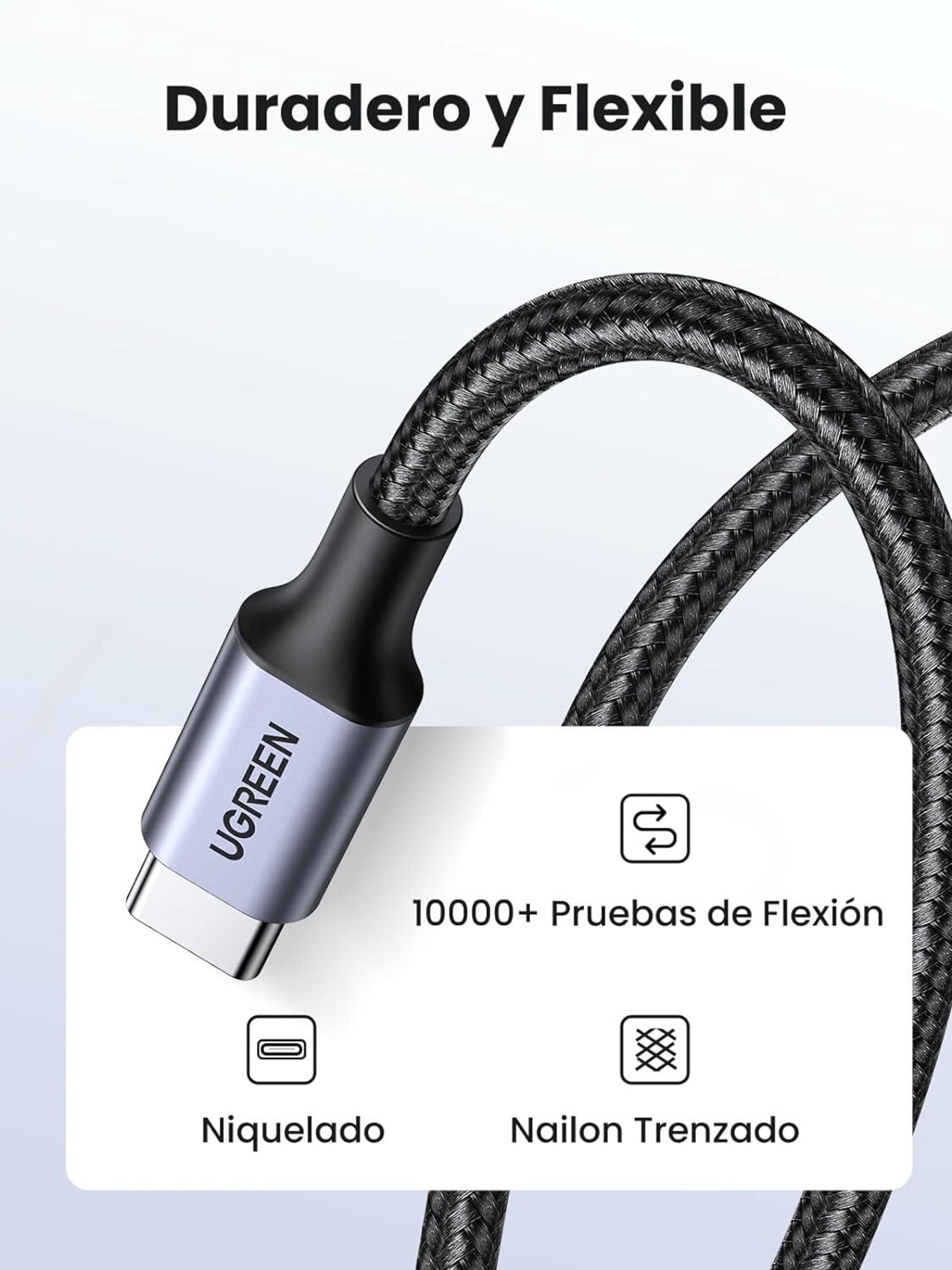 UGREEN Cable USB C a USB C 60W PD 3.0, Cable Tipo C Carga Rápida - 2