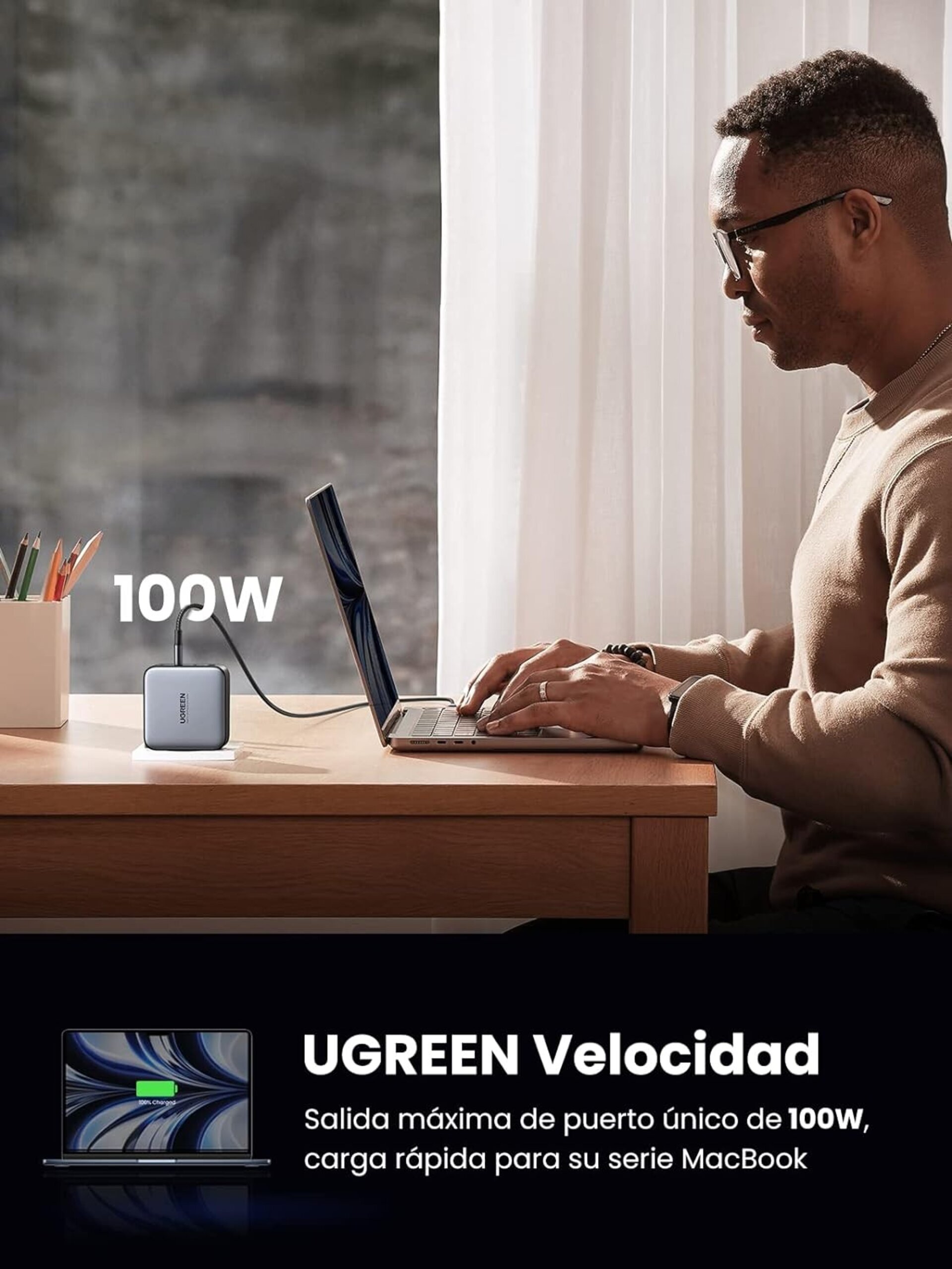 UGREEN Nexode 100W Cargador Multiple con 4 Puertos PPS Carga Rápida - 7