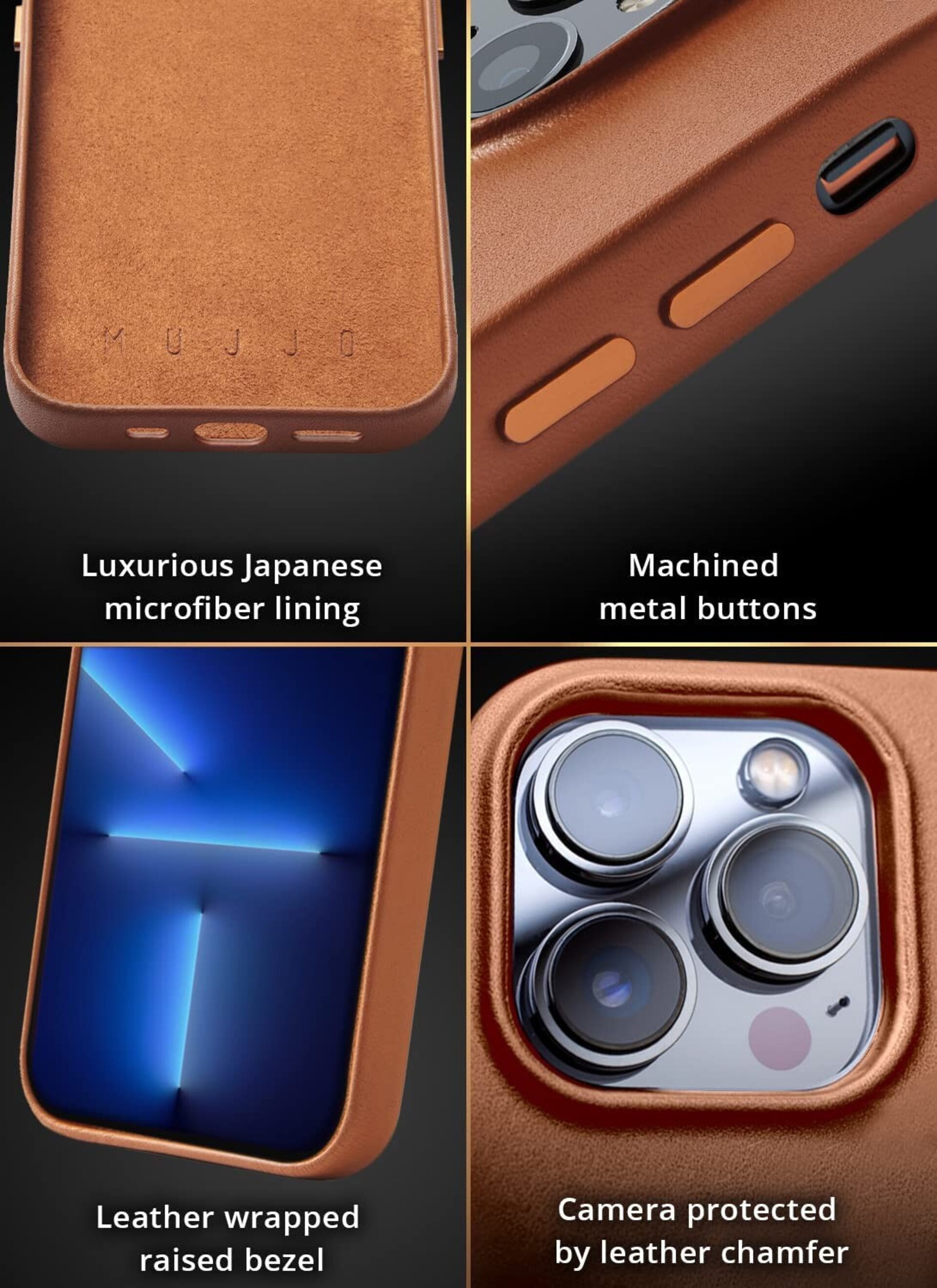 Funda de Piel con Magsafe y apertura para tarjeta Iphone 13/14/15 Marrón  Mujjo - 4