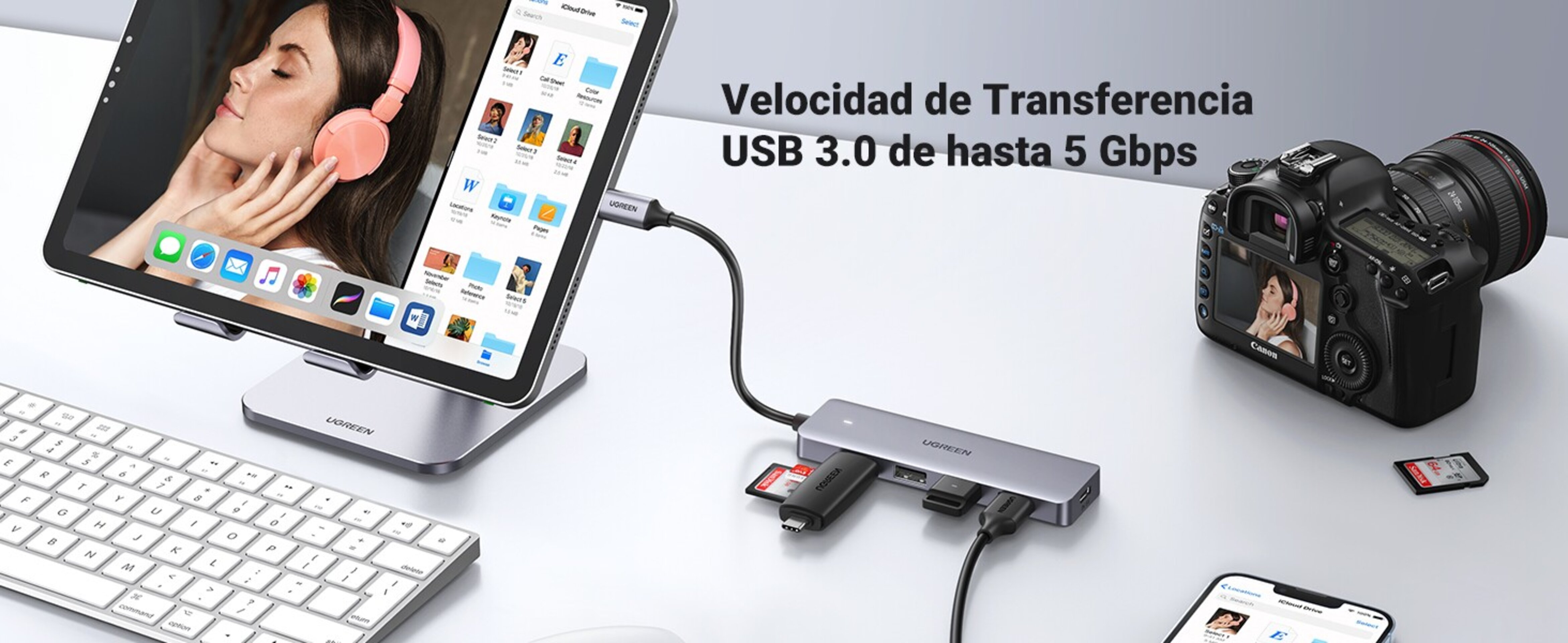 UGREEN Hub USB C a USB 3.0 4 Puertos Ladrón USB C 5Gbps Adaptador USB C OTG Hub - 5