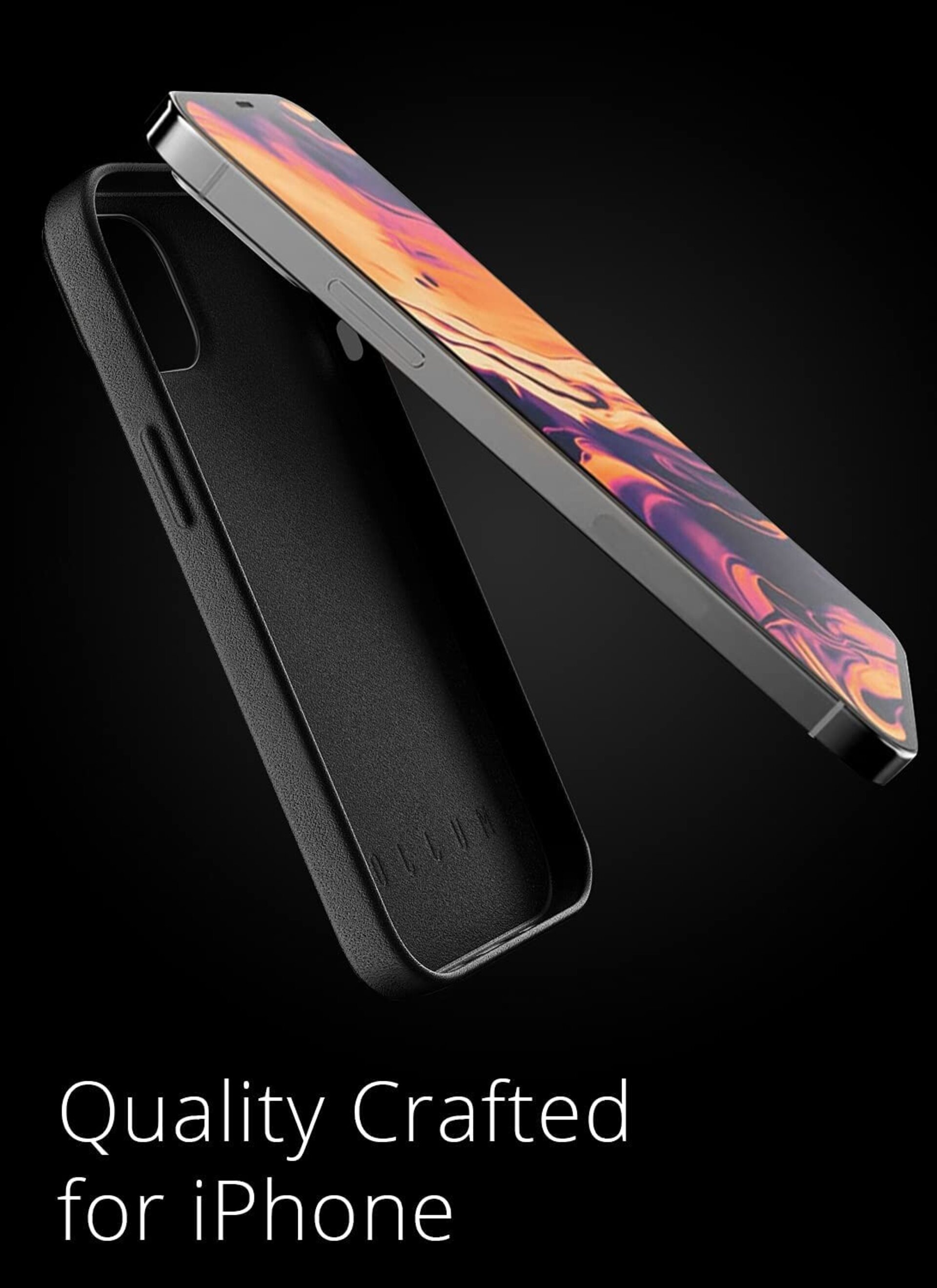 Funda de Piel lisa para Iphone 12 Mini Negra  Mujjo - 3