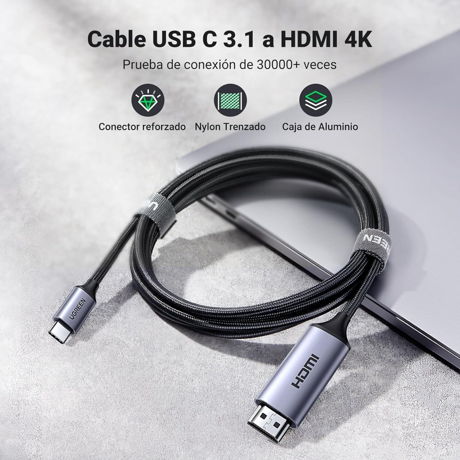 UGREEN Cable  Thunderbold a HDMI 4K@60Hz USB3.1 Tipo C a HDMI - 5