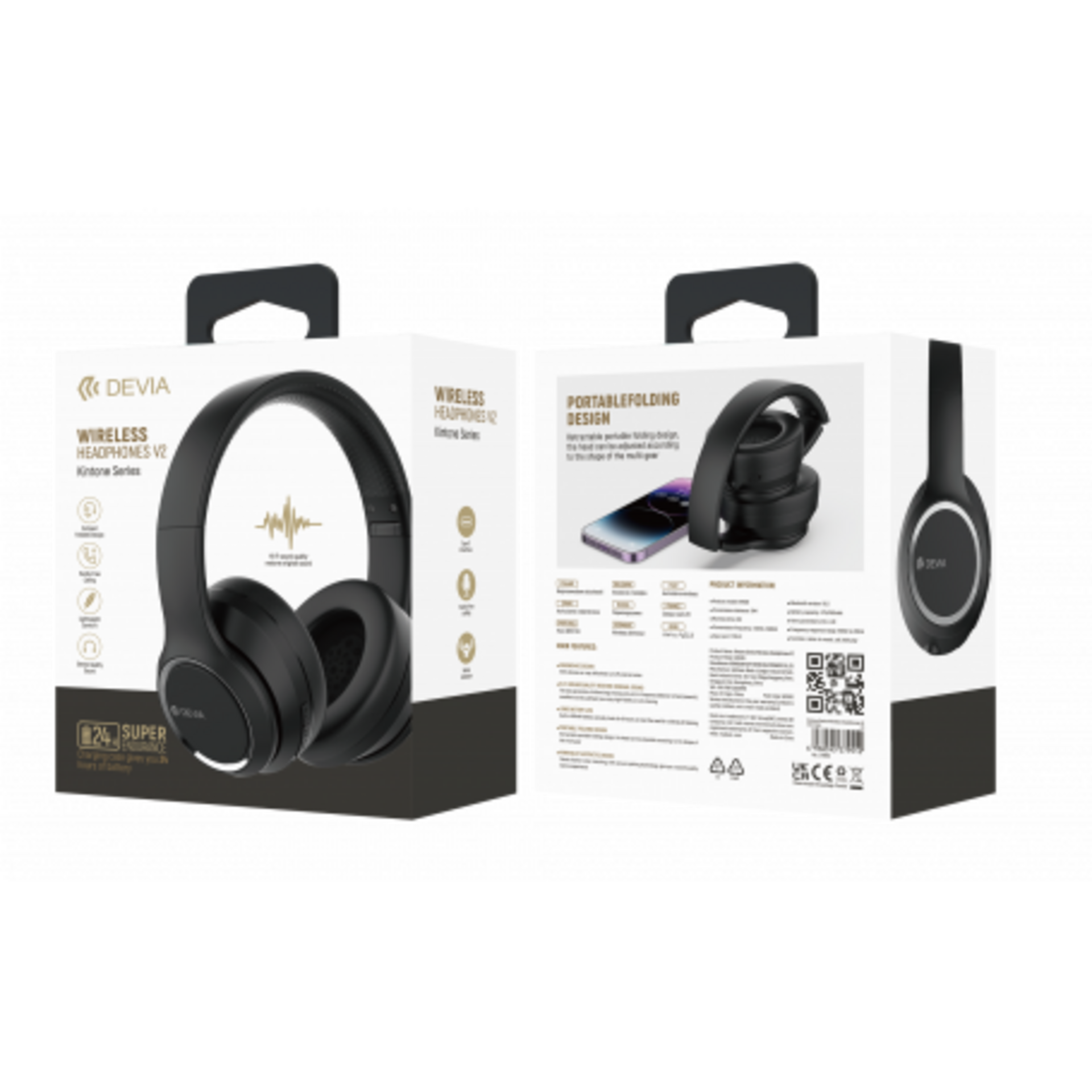 Auriculares Negros de diadema inalámbricos  con 24 horas de autonomia - 2