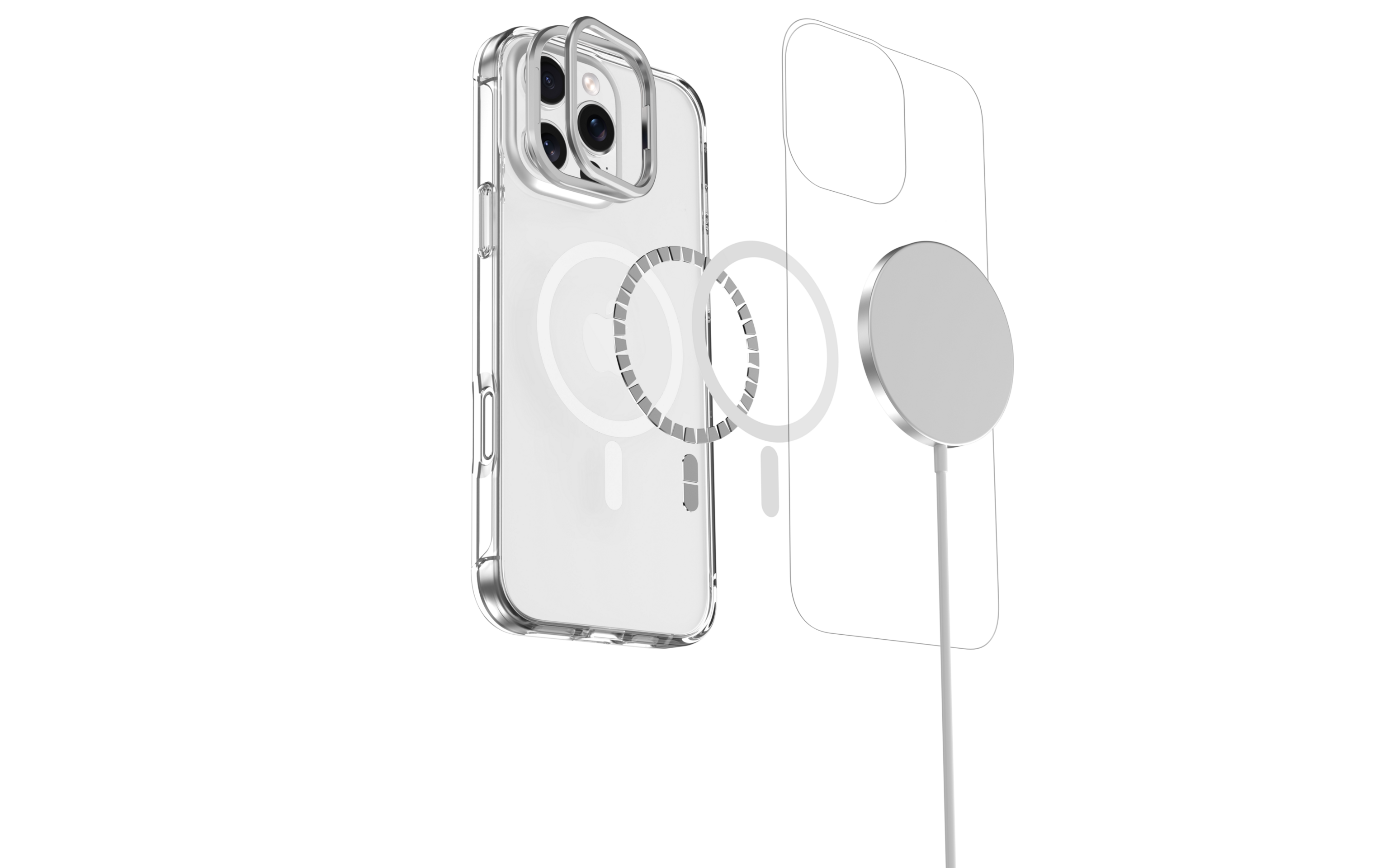 Funda transparente, anticaída 2M,Magnet, soporte anillo para cámara iPhone 16Pro - 4